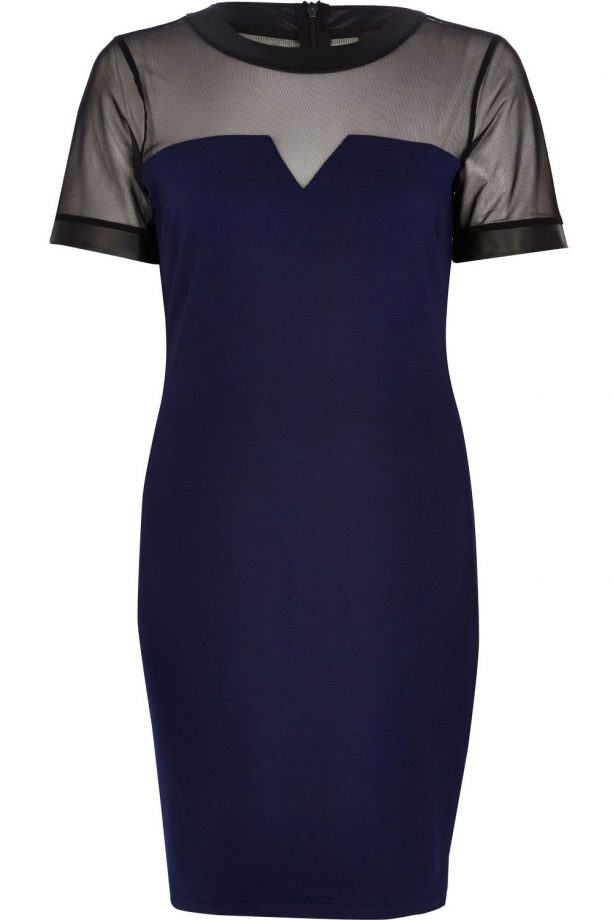 River Island Mesh Yoke Sweetheart Bodycon Dress, £30