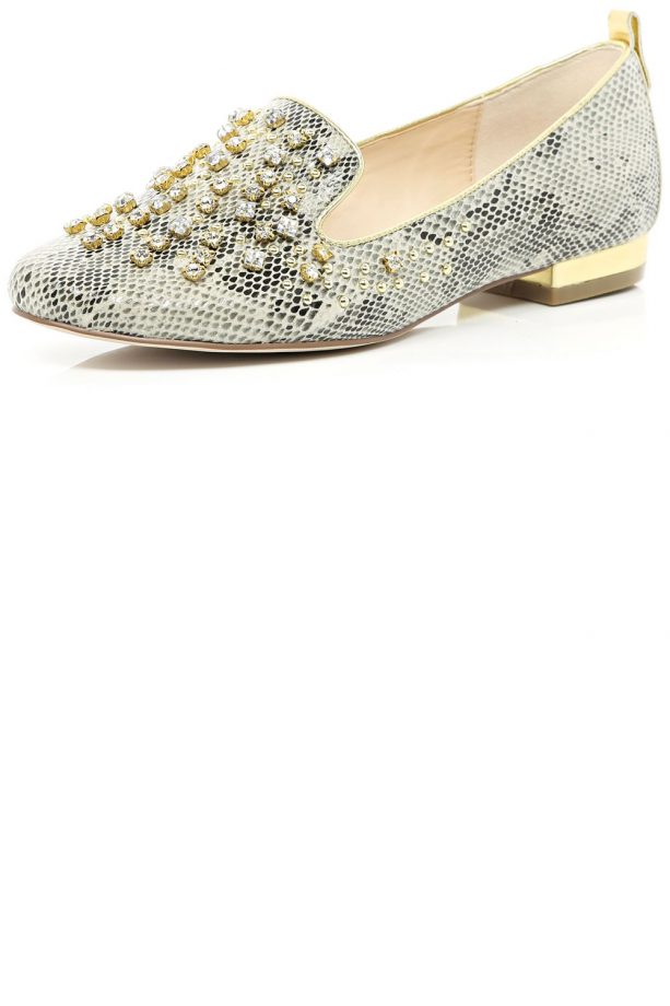 River Island Snake Embellished Slipper Shoes, £45