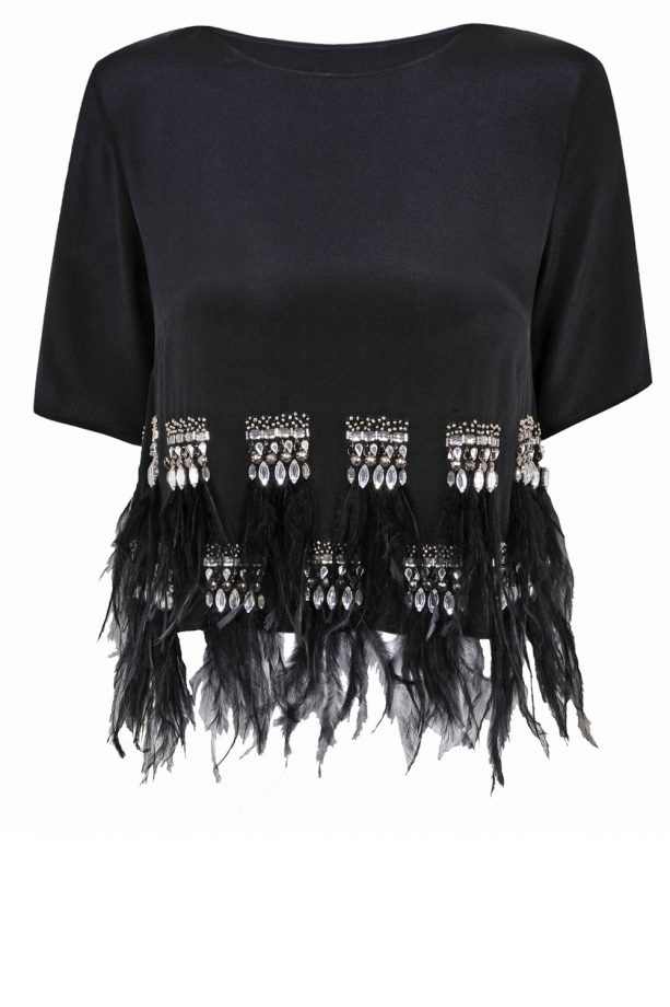 Topshop Black Feather Tee