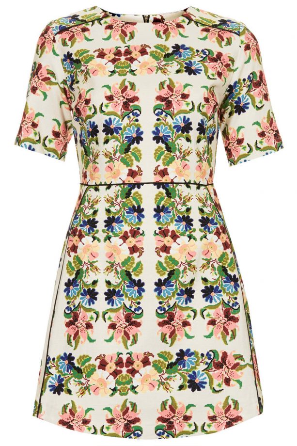 Topshop Fluro Flower Jacquard A-Line Dress, £65