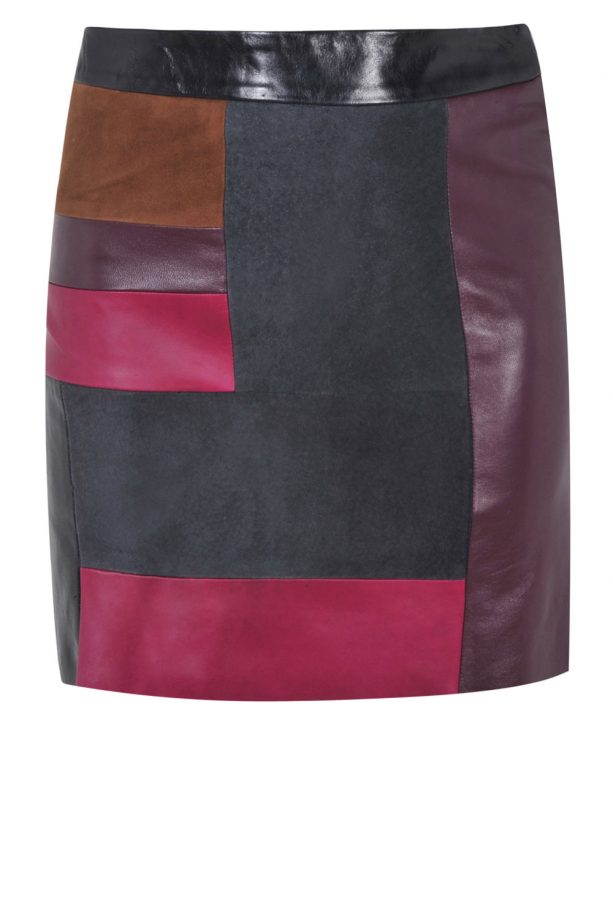 Topshop Leather Patchwork Skirt