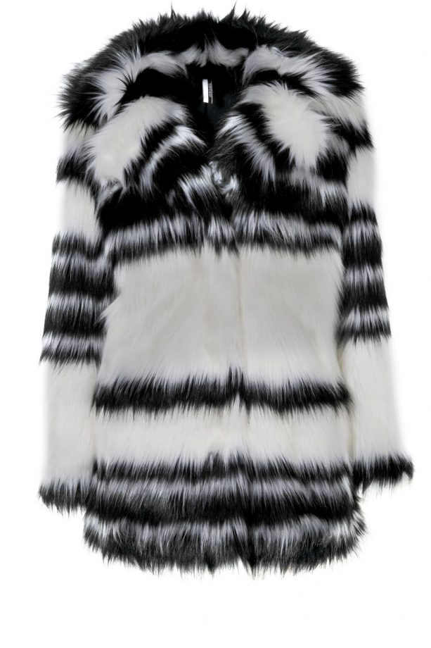 Topshop Monochrome Faux Fur Coat