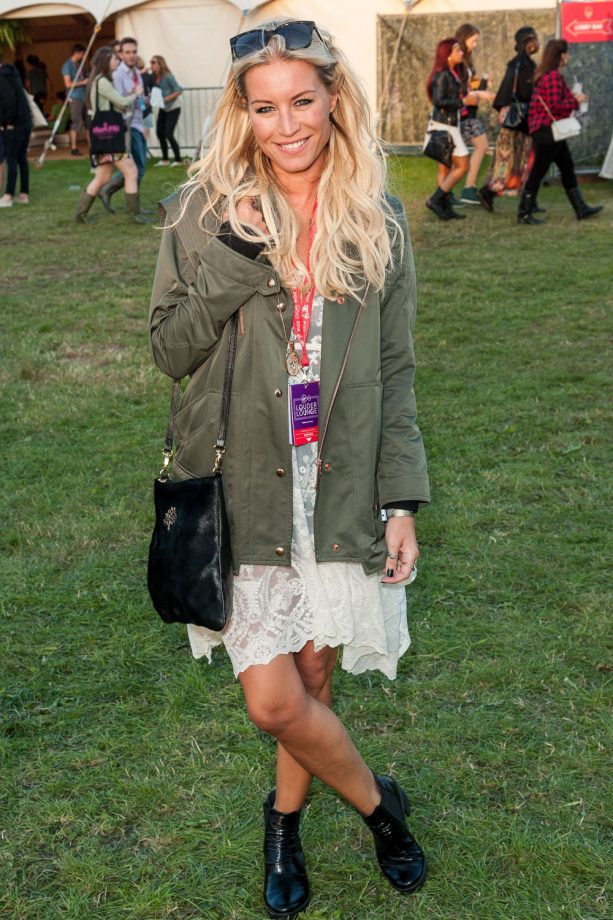 Denise Van Outen Worked Khaki And White For Her Appearance At V Festival, 2014