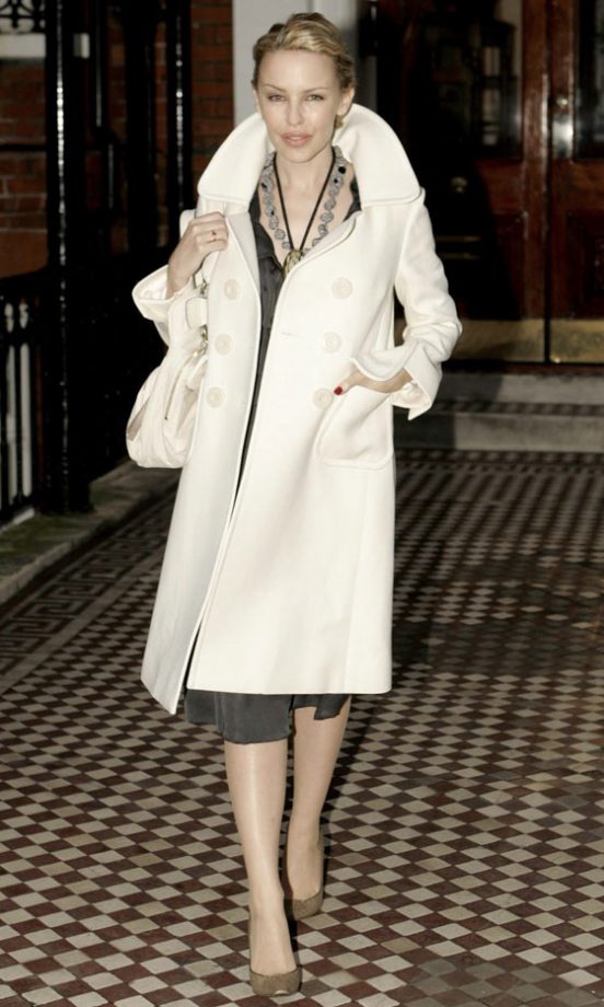 Front Door Fashion: Kylie Leaving Her Chelsea Home In A Cream Coat By Chole, December 2006