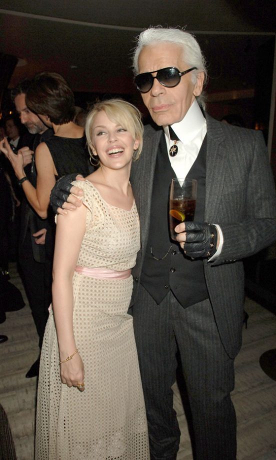 Kylie Minogue With Pal Karl Lagerfeld At A Private Chanel Dinner In London, December 2007