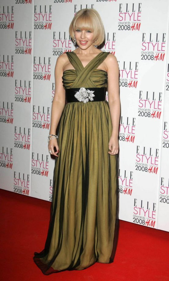 Kylie Minogue Shows Off Her Fashion Credentials In A Grecian Dress By Dolce & Gabbana At The Elle Style Awards, February 2008