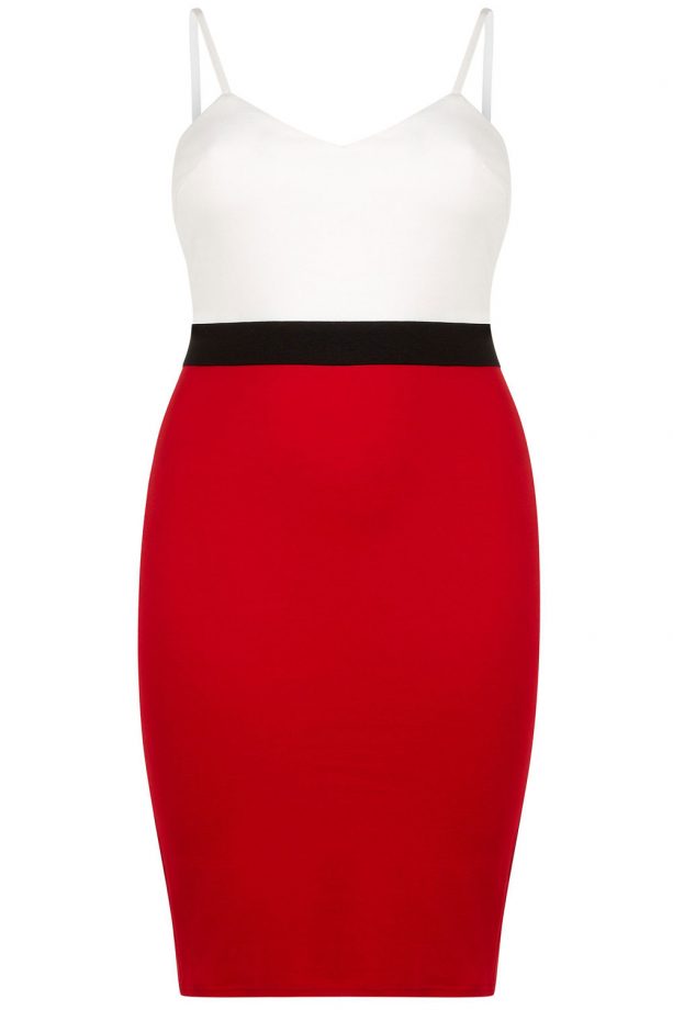 New Look AX Curve Red Strappy Colour Block Midi Dress, £35