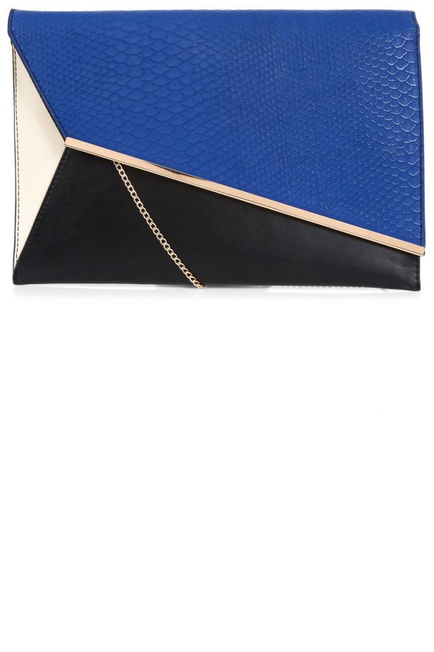 New Look Crocodile Panel Asymmetric Colour Block Clutch, £15.99