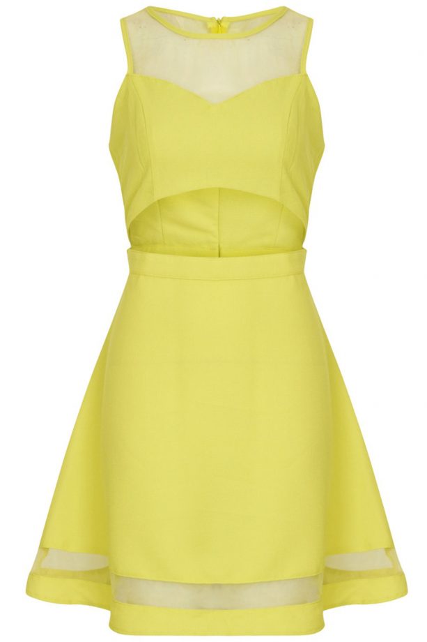 PrettyLittleThing Lime Mesh Skater Dress, £24