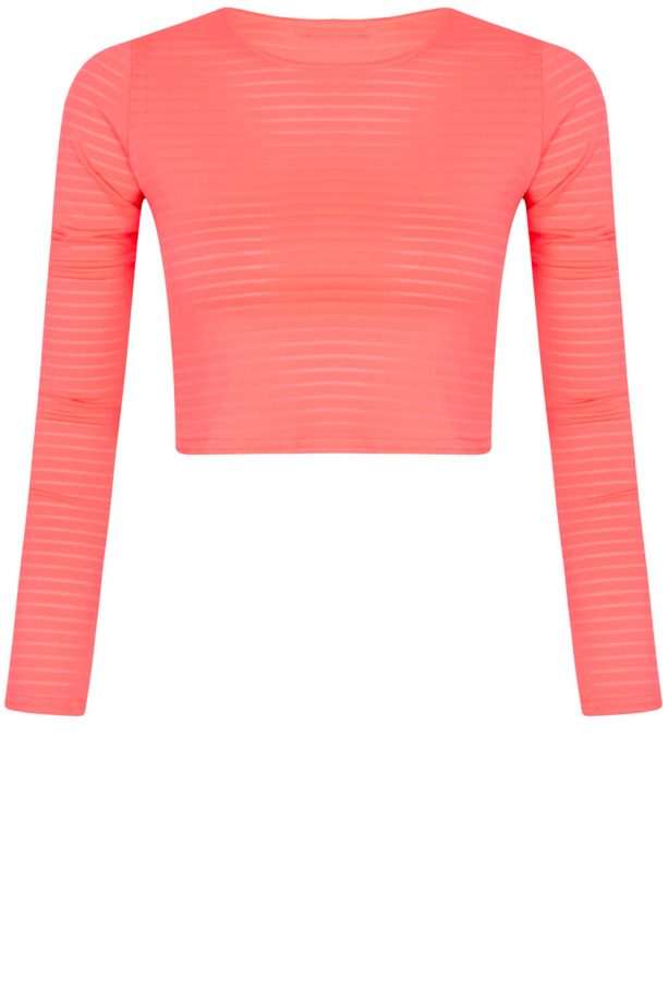 She Likes Neon Coral Ribbed Crop Top, £10