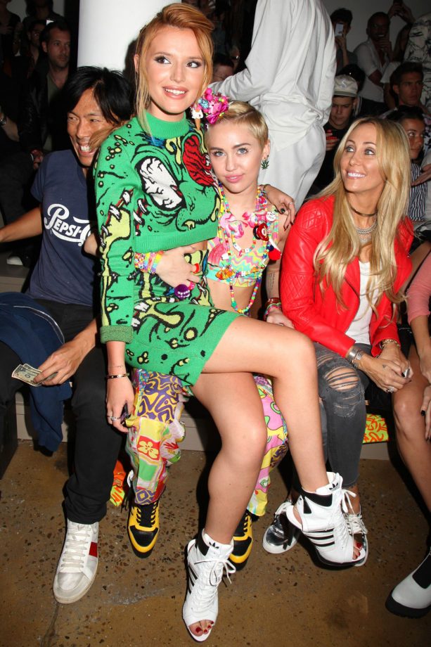 Bella Thorne And Miley Cyrus Get Cosy At The Jeremy Scott Show During New York Fashion Week, 2014