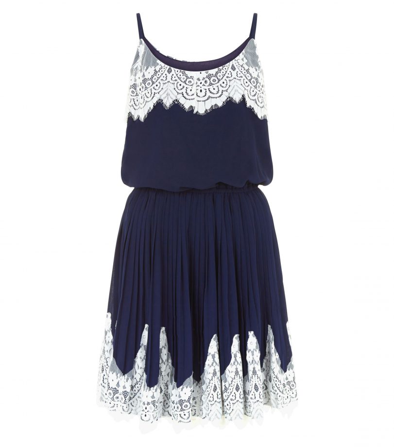 New Look Navy Chiffon Lace Trim Strappy Dress, £24.99
