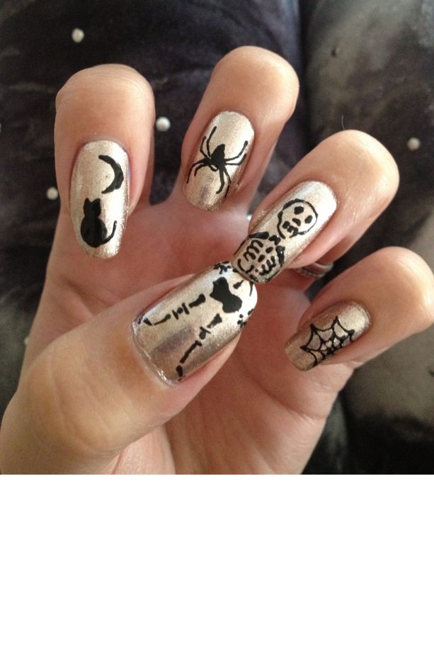 Halloween Nails: Ghoulish Gold