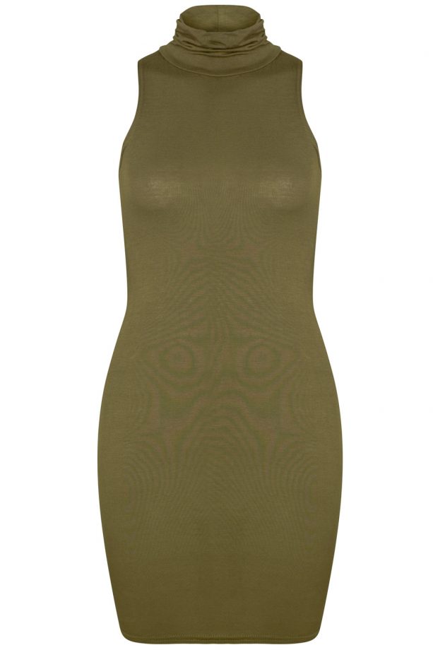 Missguided Khaki Roll Neck Bodycon Dress, £7.99
