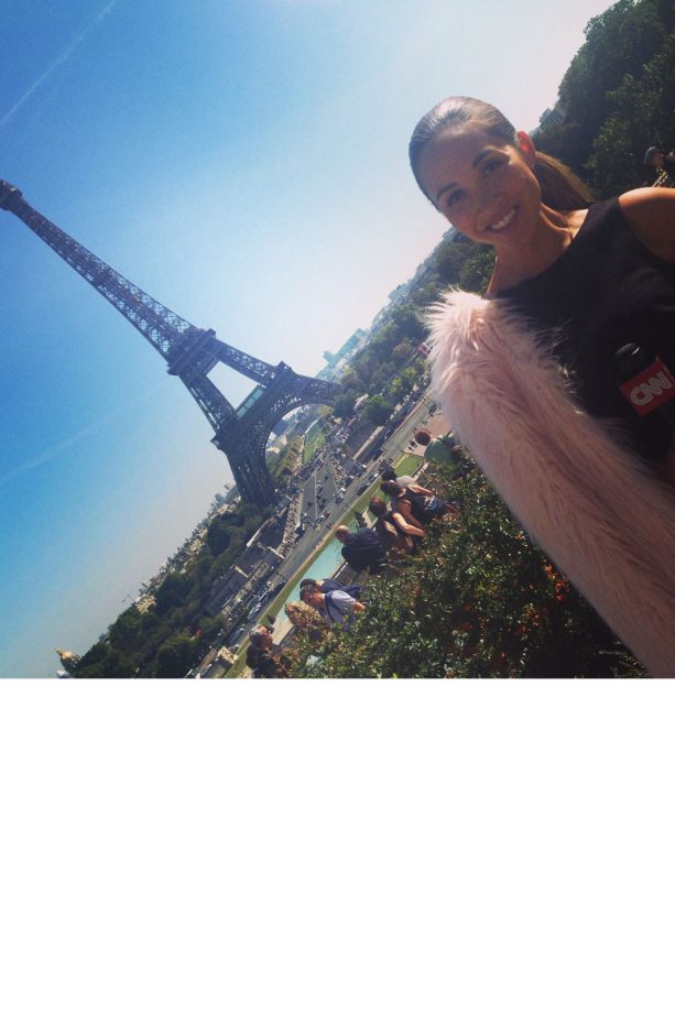 Myleene Klass At The Eiffel Tower During Paris Fashion Week, 2014