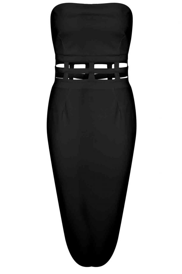 Nicole X Missguided Bandeau Cage Waist Midi Dress, £35