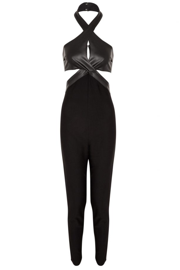 Nicole Scherzinger X Missguided Leather Look Cut Out Playsuit, £50