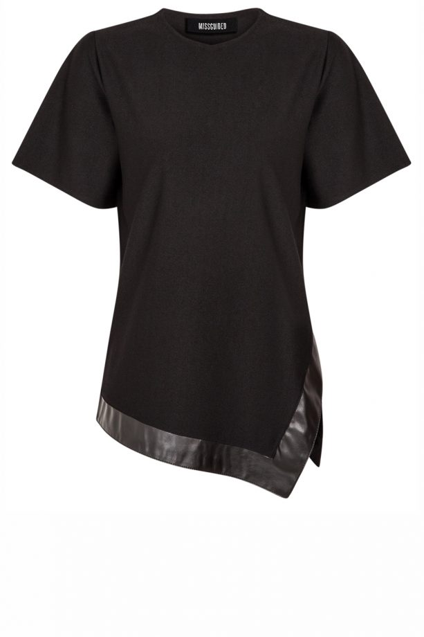 Nicole Scherzinger X Missguided Leather-Trim T-Shirt, £30