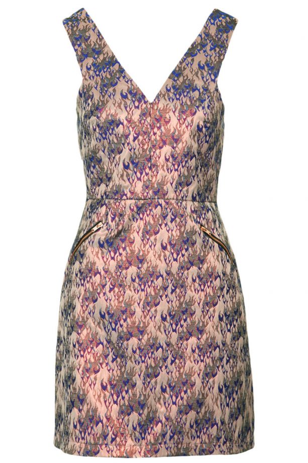 Topshop Petite Flame Jacquard Shift Dress, Was £70, Now £35