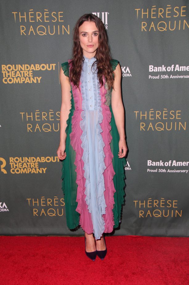 Keira Knightley Steals The Show In A Striped Ruffle Gown At The Theresa Raquin Play Opening Night In New York, 2015