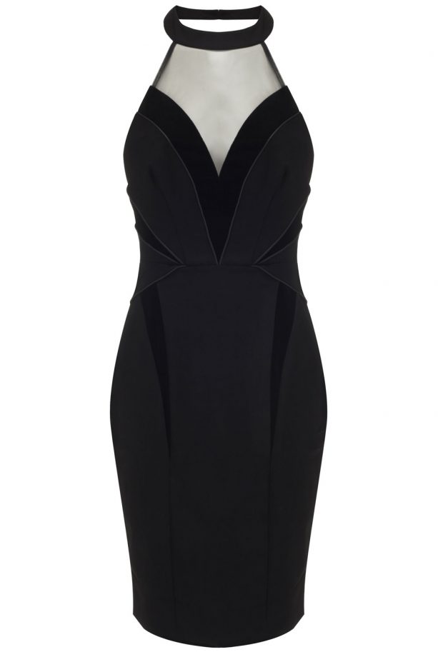 Kardashian Kollection At Lipsy Mesh Trim Halterneck Dress, £70