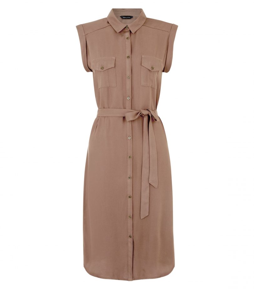 New Look Tie Waist Roll Sleeve Midi Shirt Dress, £24.99