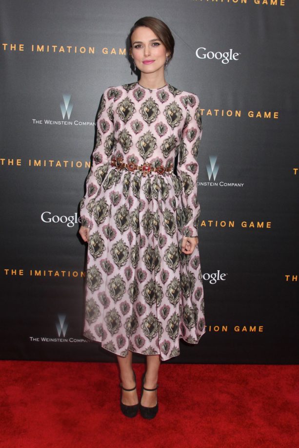 Keira Knightley Opts For Vintage-Style Prints At The 'The Imitation Game' Premiere, 2015