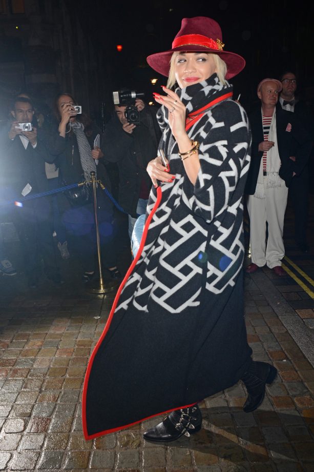 Rita Ora Rocked The Boho Trend In A Cape Coat And Fedora