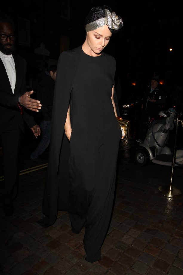 Designer Stella McCartney Repped Her Own Line In A Gorgeous Black Cape Dress And Turban Combo