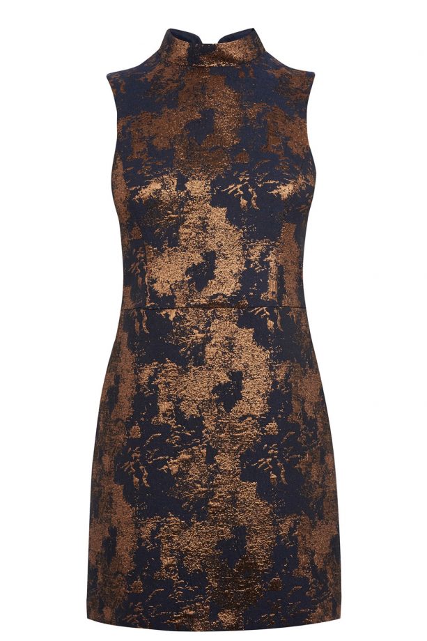 Warehouse High Neck Jacquard Shift Dress, £40