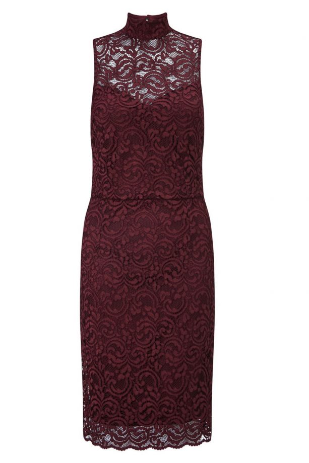 Miss Selfridge Burgundy Lace Pencil Dress Price, £45.00