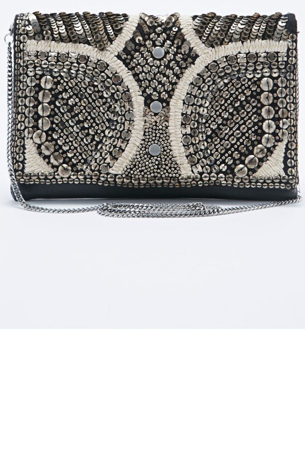 Urban Outfitters Deena & Ozzy Embellished Cross Body Clutch Bag In Gunmetal, Was £35, Now £24.50