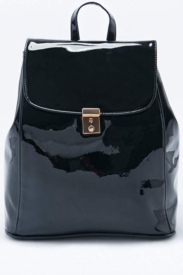 Urban Outfitters Deena & Ozzy Patent Mini Backpack In Black, Was £42, Now £29.40
