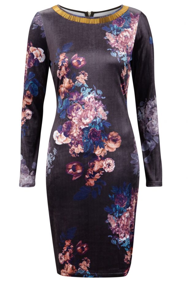Very Definitions Velvet Embellished Neck Dress, £39