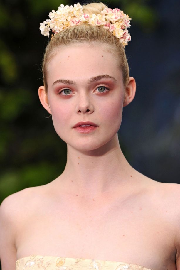 Elle Fanning Picks Peachy Headpiece For A 'Maleficent' Film Event, 2014