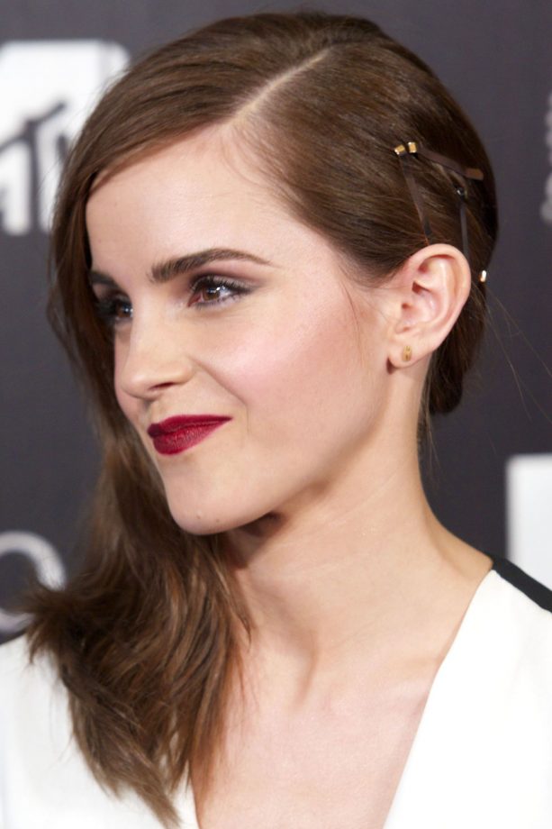 Emma Watson Keeps It Classic In Curby Grip Creation At 'Noah' Madrid Premiere, 2014
