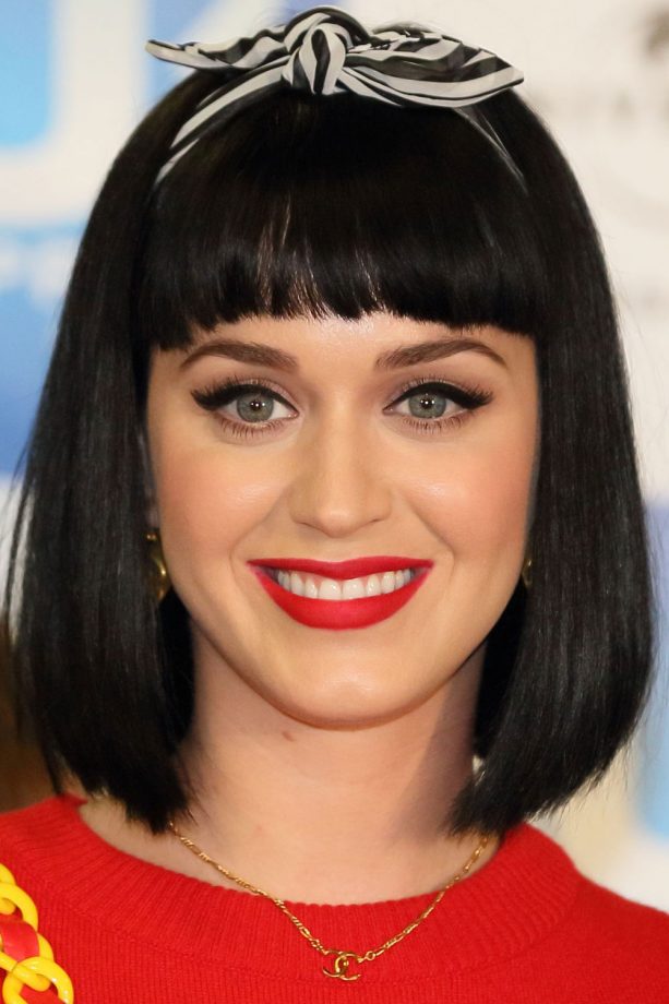 Katy Perry Goes For Monochrome Look At A Press Conference In Japan, 2014