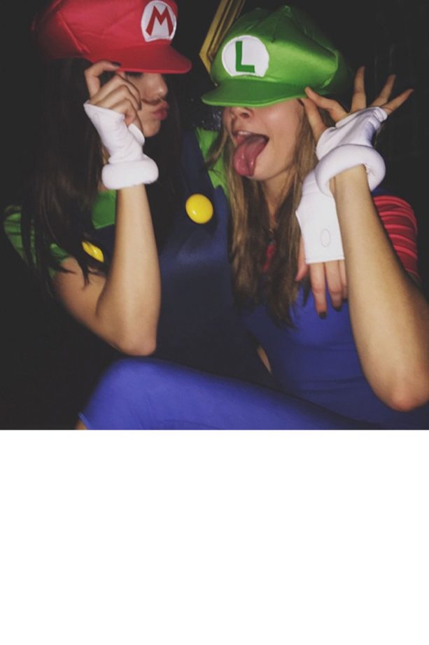 Kendall Jenner And Cara Delevingne Dress Up As The Mario Brothers For Halloween, 2014