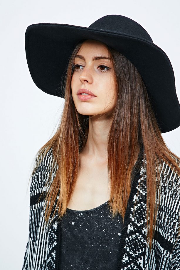 Urban Outfitters Lola Wide Brim Felt Hat In Black, Was £24, Now £12