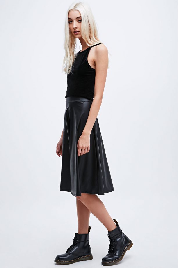 Urban Outfitters Pins & Needles Coated Full Midi Skirt In Black, Was £32, Now £19.20