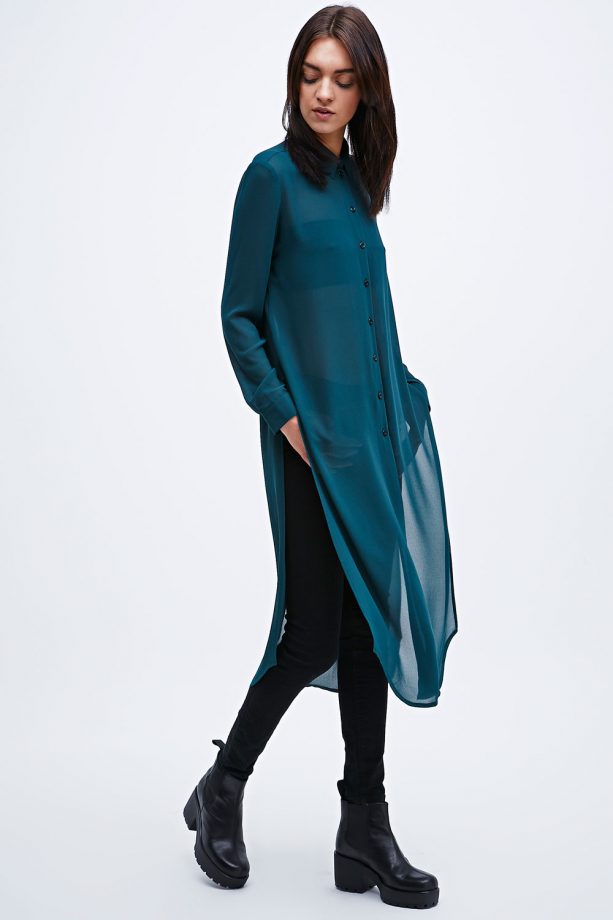 Urban Outfitters Pins & Needles Longline Shirt In Green, Was £45, Now £31.50