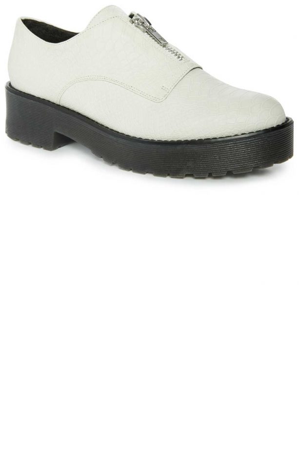 Primark White Reptile Zip Front Brogues