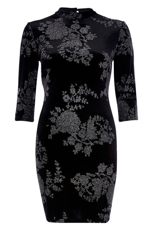 River Island Black Glittery High Neck Dress, £40