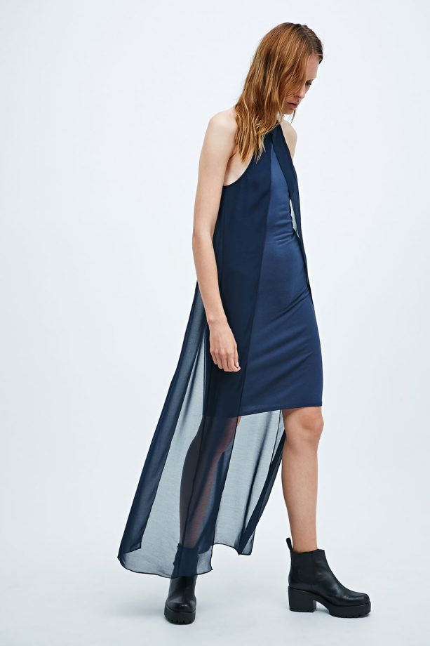 Urban Outfitters Silence + Noise Siouxie Step Hem Dress In Navy, Was £55, Now £33