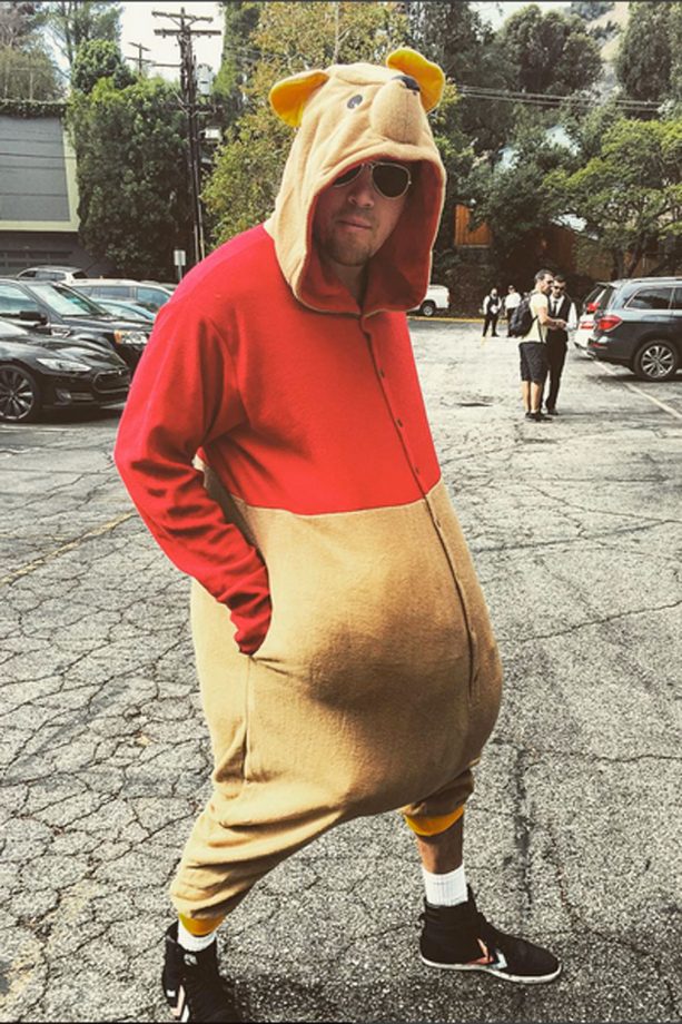 Channing Tatum Dressed As Pooh Bear (?) At His Daughter's Halloween Carnival, 2015