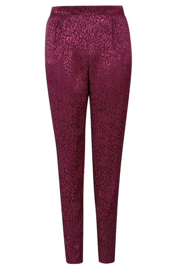 George Leopard Burgundy Trousers, £12