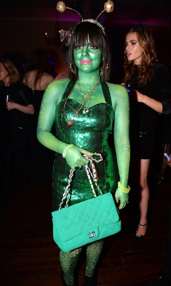 Lily Allen Goes green In her Alien Costume For Halloween, 2013