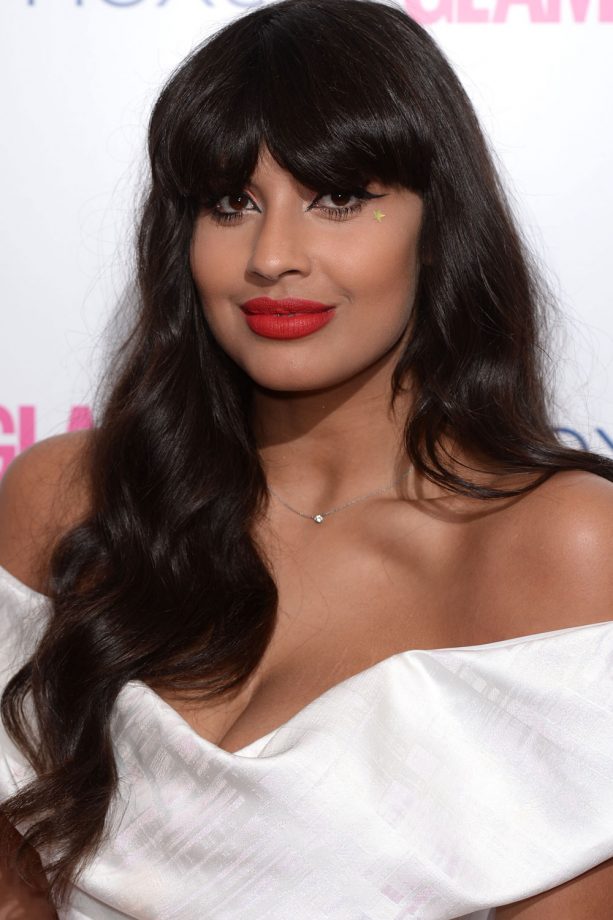 Jameela Jamil Does The Eye-Skimming Fringe For The Woman Of The Year Awards, 2014