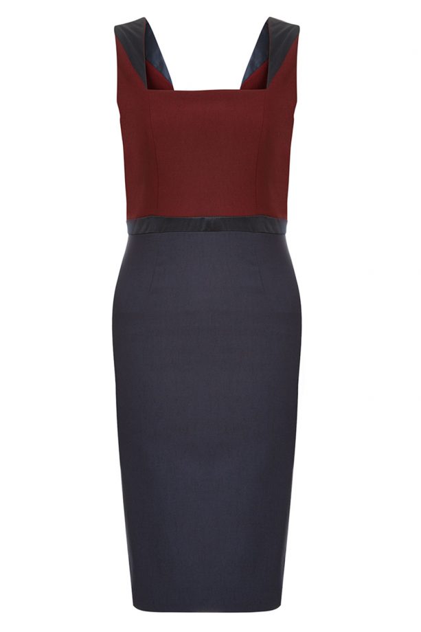 Isme Mulberry and Navy Knee Length Pencil Dress, £54