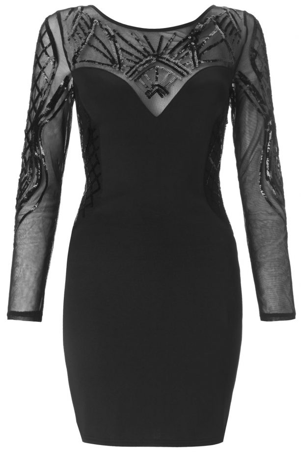 Lipsy Loves Michelle Keegan Long Sleeve Embellished V Neck Dress, £80